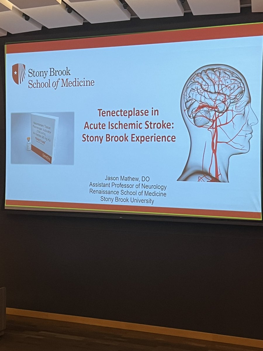 Our Vascular Neurologist &amp; Stroke Fellowship Director Dr. Mathew <a href="/1jasonmathew/">Jason Mathew, DO</a> speaking about Tenecteplase 🩸💉🧠 
#NeuroTwitter #Medtwitter #tnk #tenecteplase #tnk &gt; #tpa