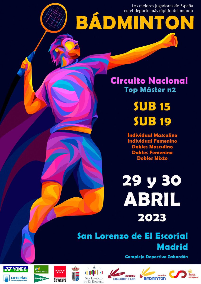 🍊 Este fin de semana llega el #badminton a #SanLorenzodeElEscorial con el Circuito Nacional sub15 y sub19 en el Polideportivo Zaburdón <a href="/BadmintonESP/">🏸 Bádminton España</a>