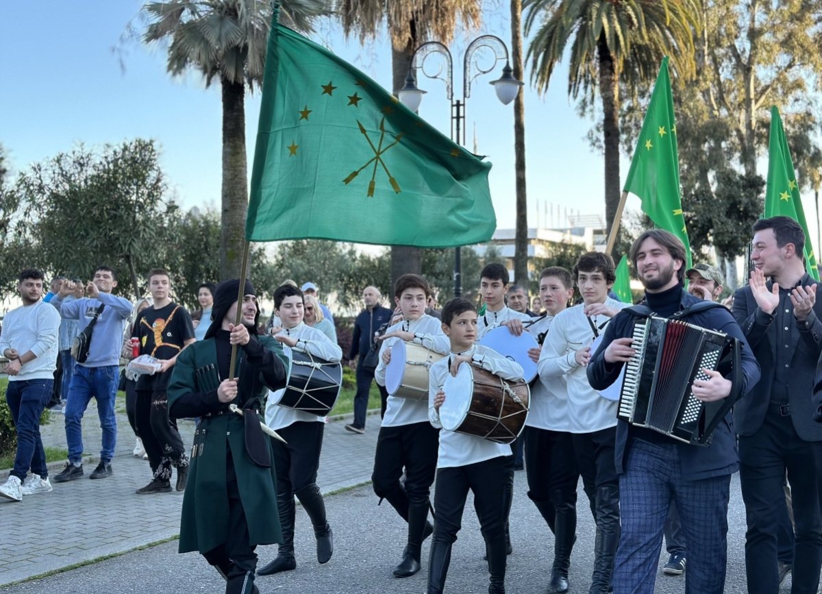AbkhaziaP's tweet image. Day of the #Adyghe #Circassian flag was celebrated in #Abkhazia
