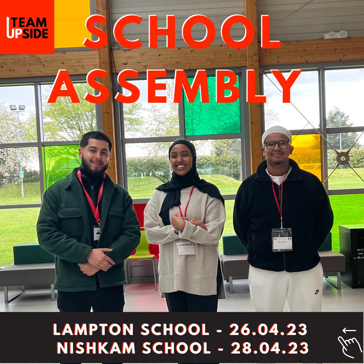 Team_UPside's tweet image. Team UPside delivered two assemblies to over 200 students at Lampton School and Nishkam School in West London🚀

We aim to visit as many secondary schools/sixth forms as possible🏫

To collaborate with Team UPside - email teamupside19@gmail.com✉️

#youth #education #UCAS #London
