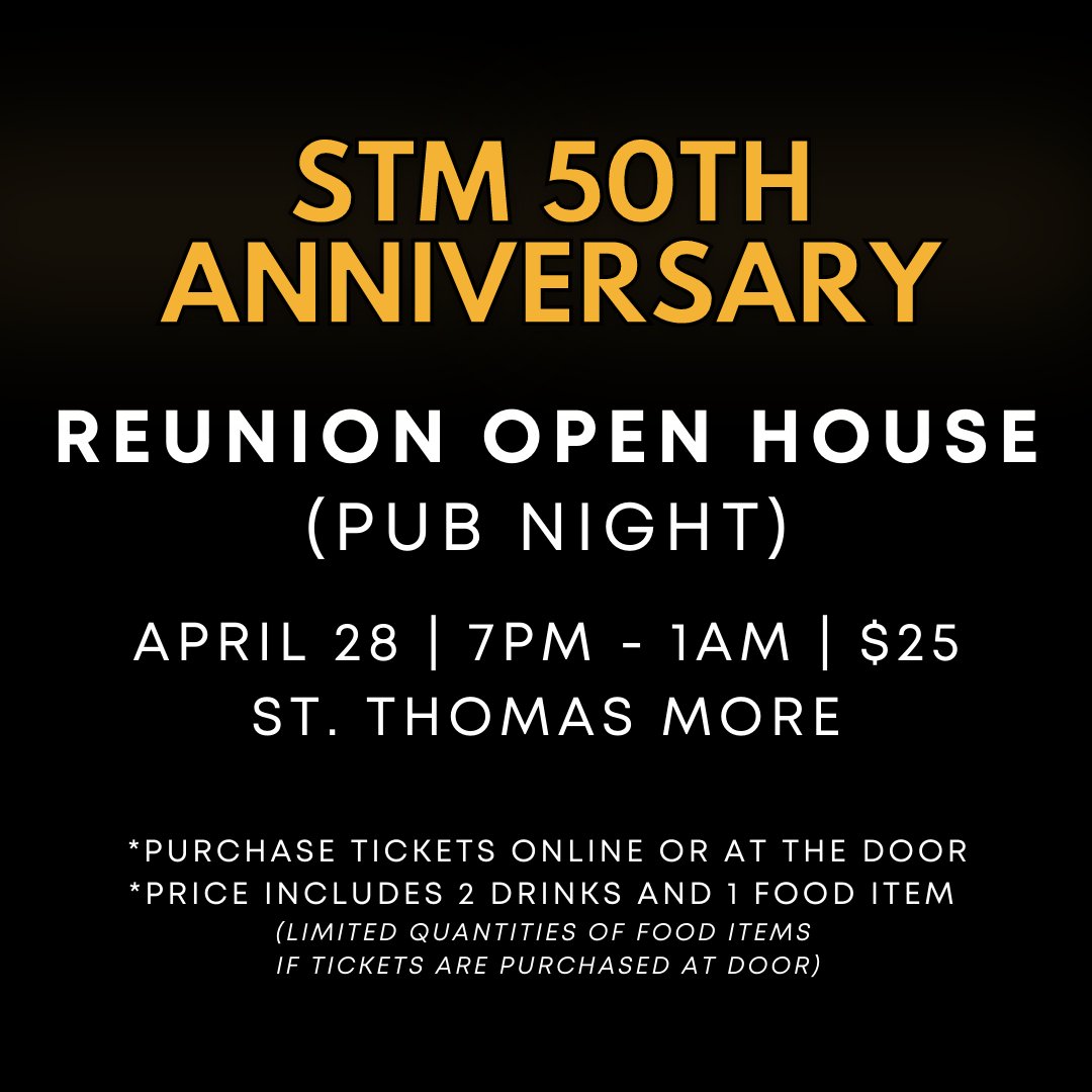 stmcssalumni's tweet photo. ⚔️ uKNIGHTED TO CELEBRATE 50 YEARS ⚔️

We can’t wait to continue the 50th Anniversary Celebrations tonight the Reunion Open House at @stmcss from 7pm to 1am.

Tickets are on sale until noon today online at https://t.co/SbQiQds2b1 for $25 and can be purchased at the door tonight. https://t.co/SZgJAjc4tJ