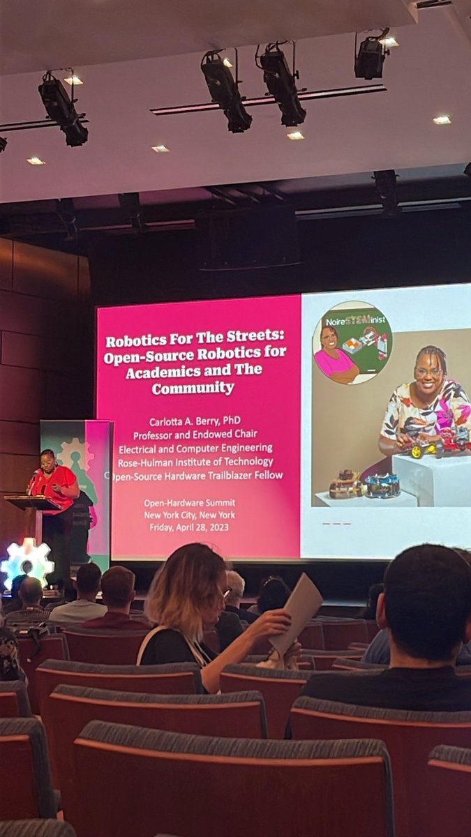 LeeLeeTTG's tweet photo. Such an inspiring keynote by @DrCABerry the @NoireSTEMinist at Day 1 of @ohsummit by @oshwassociation in @nyulaw #WomenInSTEM #BlackWomenInSTEM #OpenHardwareSummit #OpenSource #Arduino #Robotics https://t.co/xErduUmoDe