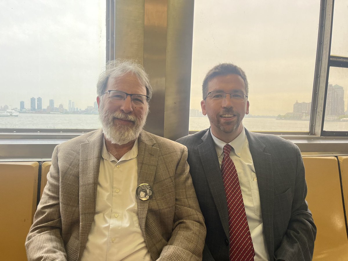 On the way over to Staten Island for the inaugural ride of the new #dorothyday ferry with <a href="/RobertEllsberg/">@RobertEllsberg</a> and other great witnesses of faith