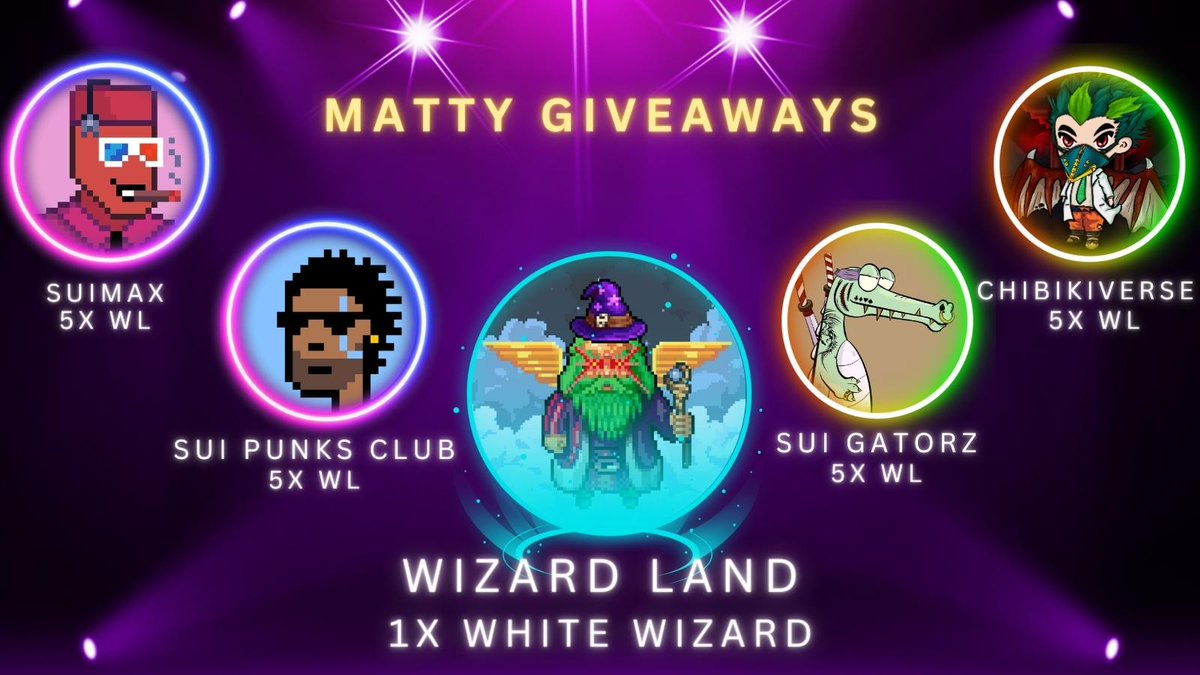 Matty (@matty_ygg) on Twitter photo 20k Celebration Giveaway!!
Don't miss it fam!
<a href="/WizardLandSui/">Wizard Land - Sui💧</a> 1x WL
@SuiPunksClub 5x WL
<a href="/chibikiverse/">Chibikiverse | ChibikiBits</a> 5x WL
@SuiMaxNFT 5x WL
@SuiGatorz 5x WL
To enter :
📌Follow the mentioned projects🆙 & @MattySUI
📌Like + RT
📌Tag 3 Friends
⏰48 Hours⏰
#SuiNFT #Sui #SuiEcosystem 20k Celebration Giveaway!!
Don't miss it fam!
<a href="/WizardLandSui/">Wizard Land - Sui💧</a> 1x WL
@SuiPunksClub 5x WL
<a href="/chibikiverse/">Chibikiverse | ChibikiBits</a> 5x WL
@SuiMaxNFT 5x WL
@SuiGatorz 5x WL
To enter :
📌Follow the mentioned projects🆙 & @MattySUI
📌Like + RT
📌Tag 3 Friends
⏰48 Hours⏰
#SuiNFT #Sui #SuiEcosystem