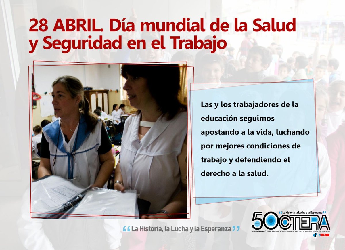 📍Día mundial de la Salud y Seguridad en el Trabajo.