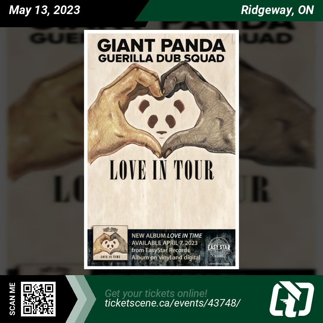 <a href="/GiantPandaDub/">Giant Panda G.D.S.</a> will be performing at <a href="/TheSanctuary2/">The Sanctuary</a> - Centre for the Arts on Saturday, May 13, 2023, at 8:00 pm
Get your tickets online ticketscene.ca/events/43748/
#ridgeway #tickets #events
