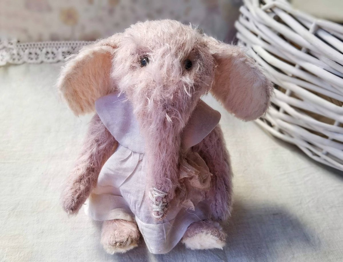 TValevski's tweet photo. Excited to share the latest addition to my #etsy shop: #PinkElephant mohair #teddybear OOAK Handmade toy Germany fabric Artist doll #Art Birthday presents gift Collectible doll https://t.co/ufU2L6BD5m https://t.co/t6sDGo382f