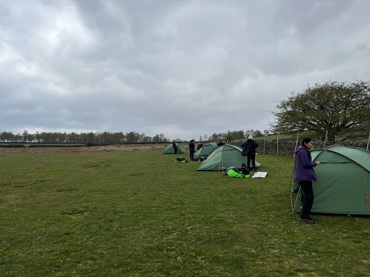 DofE_DMSA's tweet photo. Silvers have reached camp at the end of day one. High spirits all round! Camp craft and tea before some relaxation time @DerbyMoor @DofECentral #camping #tents #togetherwesucceed https://t.co/GEotp3OSUy