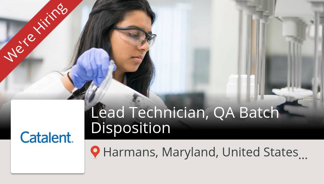 MarcSharp13's tweet image. #Catalent is hiring a #Lead #Technician, QA Batch Disposition in #Harmans, apply now! #job workfor.us/catalent/9p5q