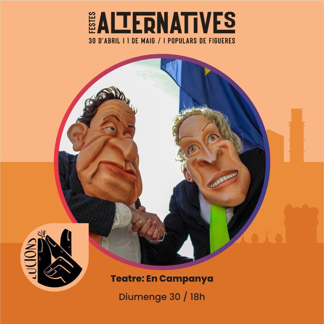 solucionsE's tweet photo. Aquest diumenge tornen en Pat i en Put en campanya 💥🗳️🗞️ Vine a veure’ls a les Alternatives, al Parc Bosc de Figueres, a les 18 h i vota al teu candidat preferit 🌟 https://t.co/BRzQXROtpP