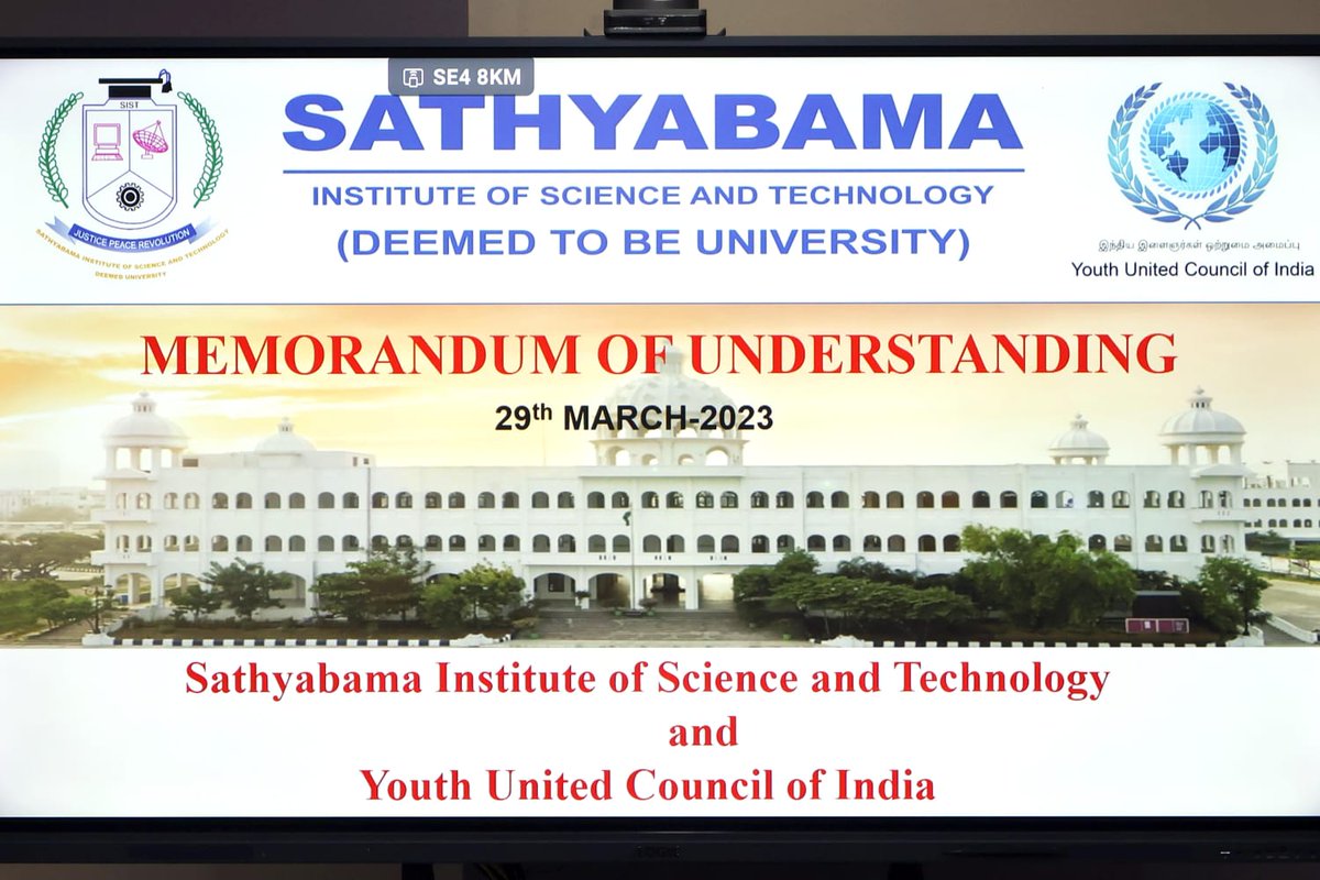 YUCIindia's tweet photo. Youth United Council of India is extremely delighted to announce that we have officially signed the Memorandum of Understanding with Sathyabama institute of science and technology. #sathyabama #mou #college #Students #youthempowerment #youthskills #yuciindia https://t.co/4yl2EL67wt