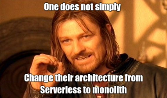 theslsterminal's tweet photo. It's important to know the trade-offs and estimate is it worth it and taking the right decision for a long term scalable and cost effective architecture.
#ServerlessMemes #AWS #PrimeVideo #Serverless https://t.co/Mpbds7kZmn