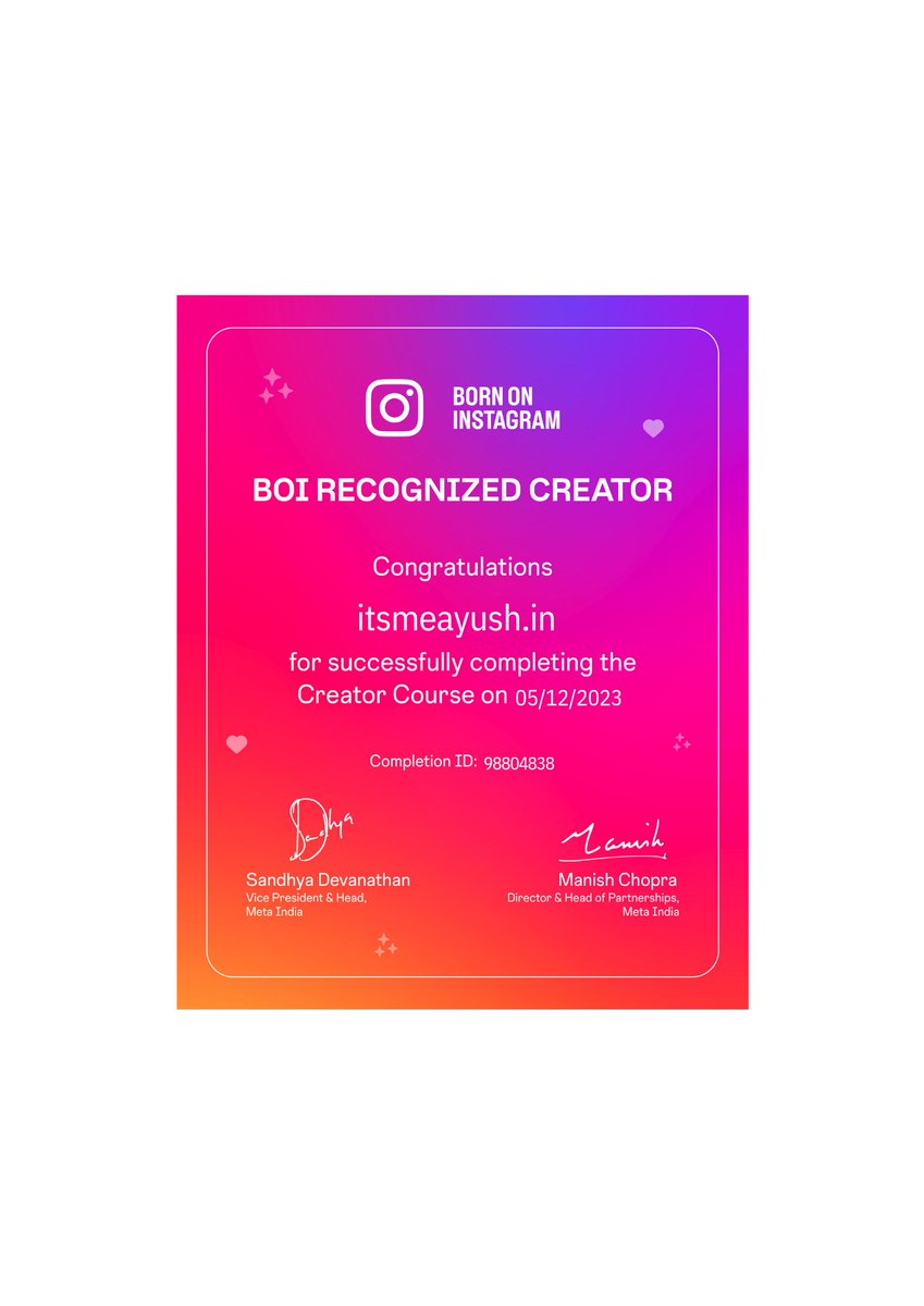 BOI creators certificate thank you for it 
#bornoninstagram #ayushagarwalpage #ayushkeyaaro #likes #like #follow #likeforlikes #love #instagood #instagram #followforfollowback #followme #photooftheday #bhfyp #instalike #photography #instadaily