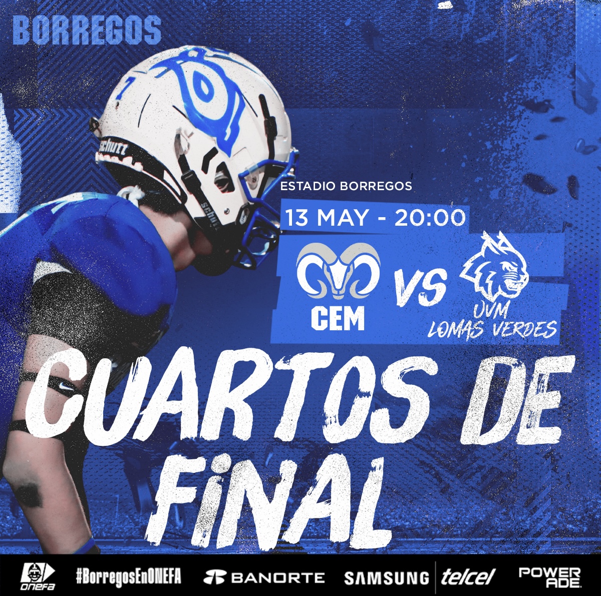 BorregosCem's tweet photo. Llegamos a cuartos de final π
Borregos CEM vs UVM Lomas Verdes π
SΓ‘bado, 08:00 pm πͺ
La final se acerca, vamos por ese trofeo ππͺ
#BorregosCem #TecCEM #Tec #TecCemDuro #BorregosEnONEFA #OrgulloBorrego #ONEFA2022 #LigaMayor2023 ππ https://t.co/FMXXCaHIyJ