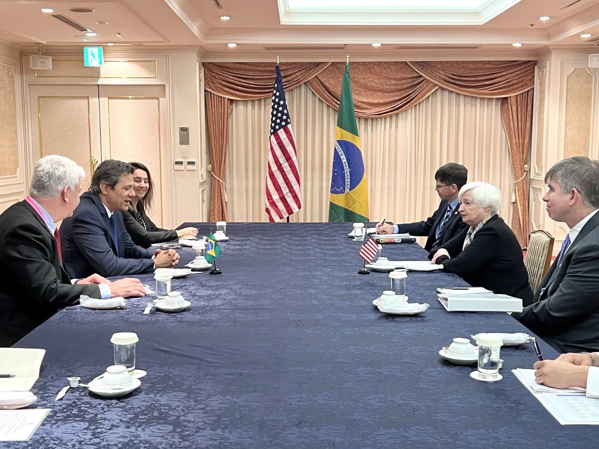 It was a pleasure to meet with Brazil’s Minister of Finance Fernando Haddad today. We share a common bond as representatives from the two largest democracies in the Americas and we are excited to have you joining the G7 at these meetings.