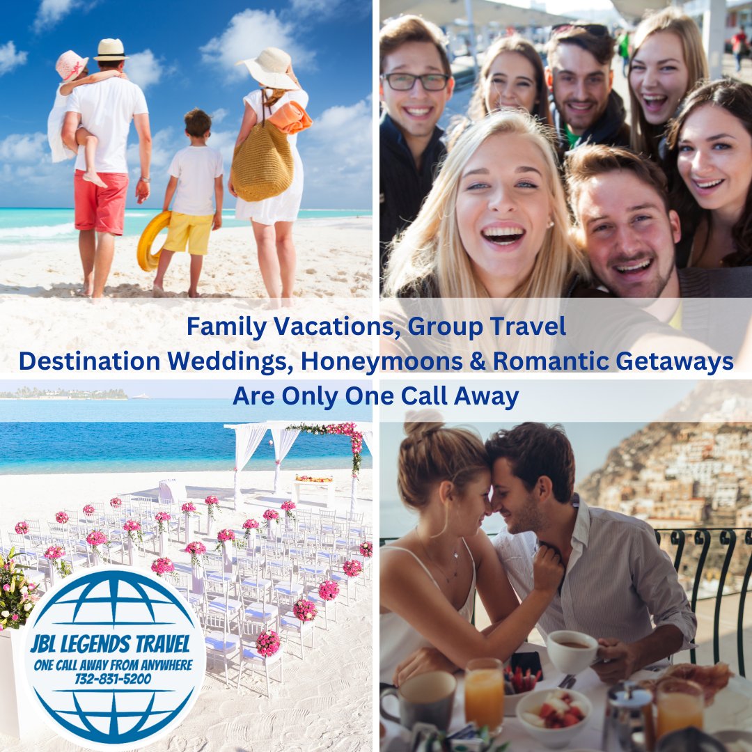 We are the one stop for all your #vacation needs!
#familyvacations #grouptravel #destinationweddings #honeymoons and #romanticgetaways 
Call #jbllegendstravel fort the best prices and promotions available!