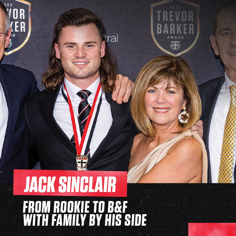stkildafc's tweet photo. Jack Sinclair has won over many fans across the years, but none come close to how proud a supporter his mum is ❤️

It's only fitting that his 150th game coincide with Mother's Day; a perfect tribute to his mum, Kerrie, who's been with him every step of the way.