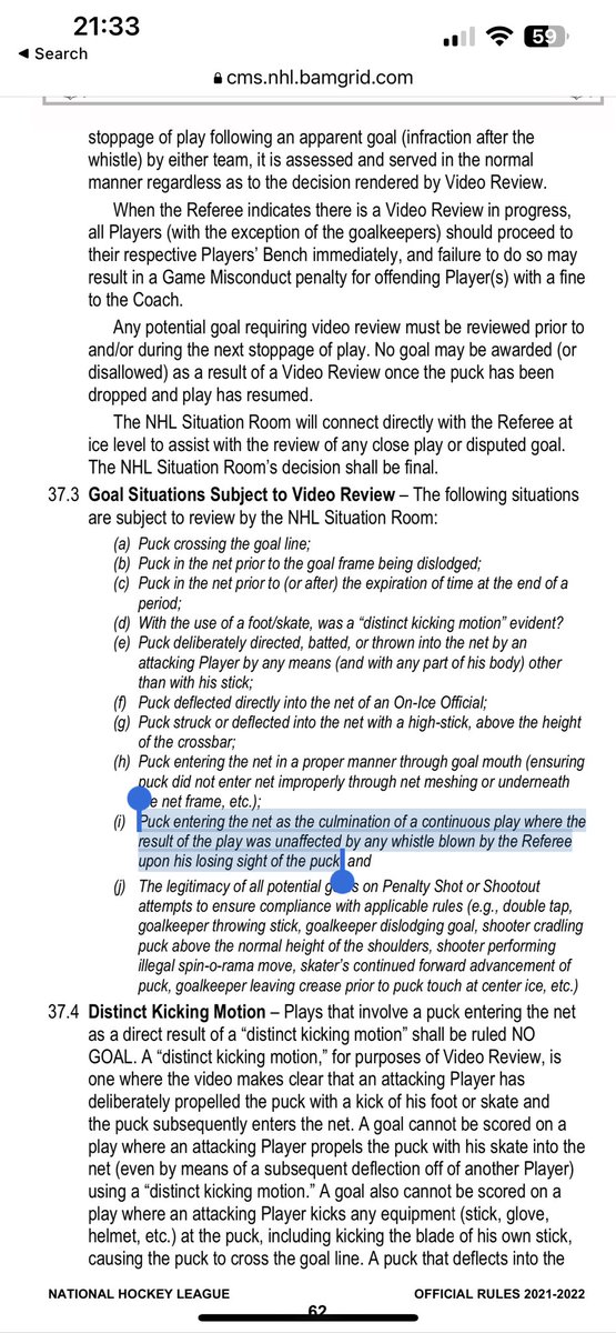 So_Truculent's tweet photo. @FriedgeHNIC This official review is incorrect, Elliott. The referee does not have the final say even if the whistle has blown. https://t.co/oytEm9Wpwf