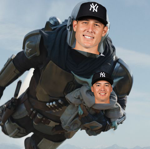 snyyankees's tweet photo. Mando and The Child led the Yankees to a victory tonight.

This is the way. https://t.co/2GfK2wCdl0