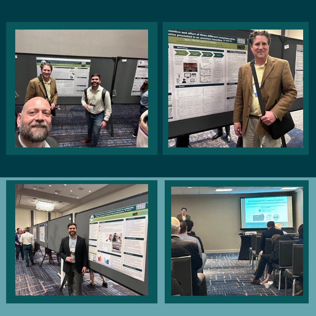 hunter_vbal's tweet photo. Our VBALab members and friends had a fantastic time at the Acoustical Society of America (ASA) Conference in Chicago! Check out some of our poster and presentation topics!
#vbal #msu #acoustics #voice #research #michiganstate https://t.co/70wGhvheCt