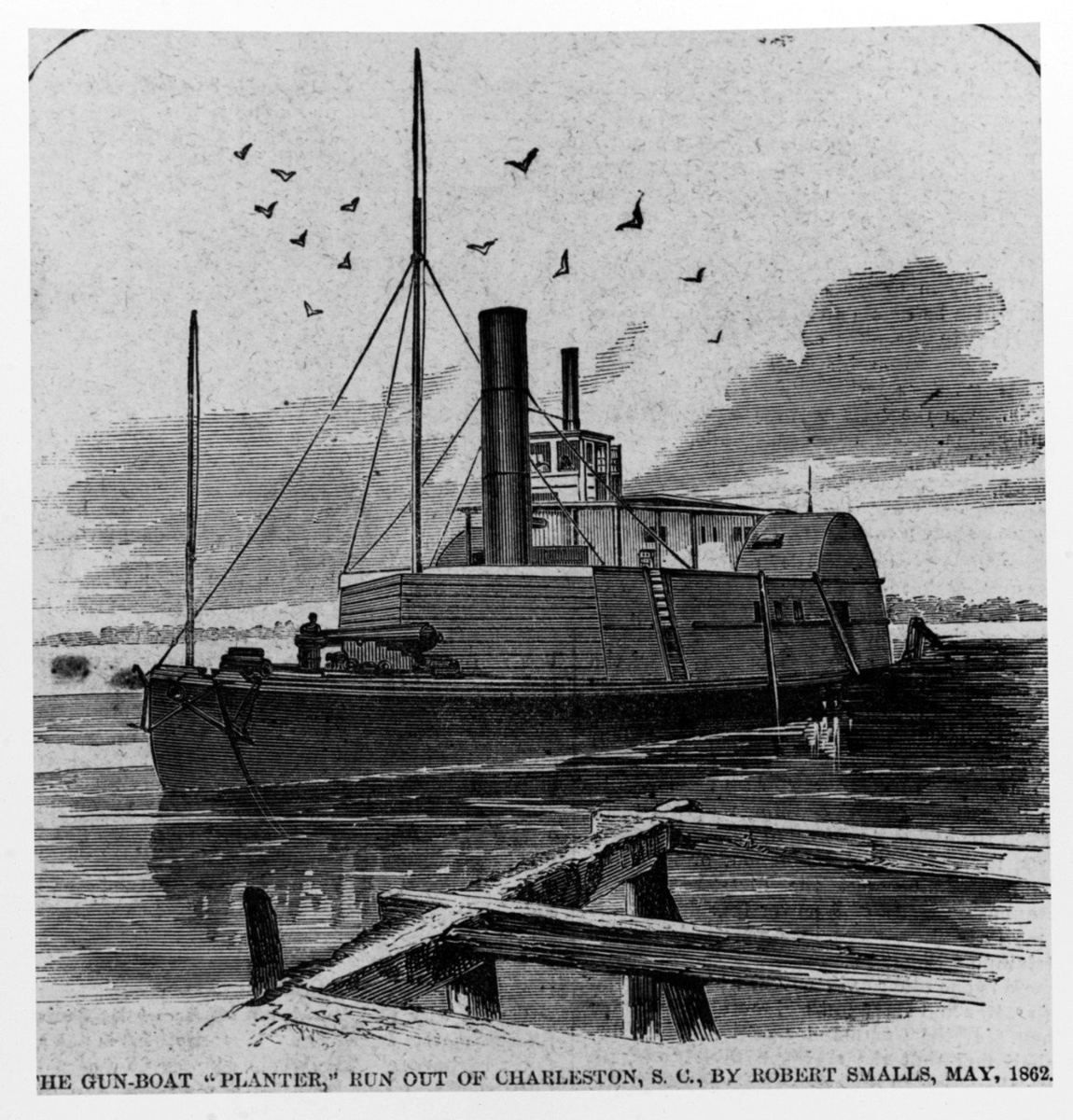 USAS_WW1's tweet photo. #Heroes #BlackHistory #CivilWar #OTD: May 13, 1862, slave Robert Smalls, 23, + wife, daughter, infant son +12 others, steals #Confederate CSS Planter in Charleston, sails past Fort Sumter and other forts and delivers her to #USNavy fleet blockading harbor. https://t.co/lwEf89pma4