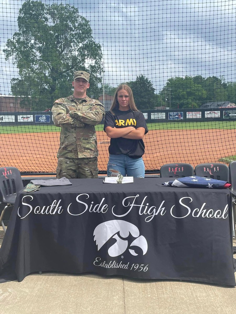 SSHSHawks's tweet photo. Congratulations to Callie Ramsey on signing with the National Guard! You are so awesome! We are very proud of you!! 
As Coach Mason Taylor said “GO ARMY, BEAT NAVY!” 🫡💪🏼 (1/2)
#HawkNation https://t.co/qDRfkxGS9b