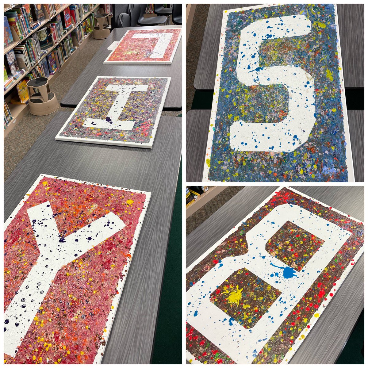 KristenSeeger's tweet photo. 5th Grade’s Jackson Pollock inspired @SpheroEdu painting project was taken to another level at @SibleySchool this year! Excited to tackle Lakeview’s canvases with students next week! @AlbertLeaSchool https://t.co/5npTFu3O0T