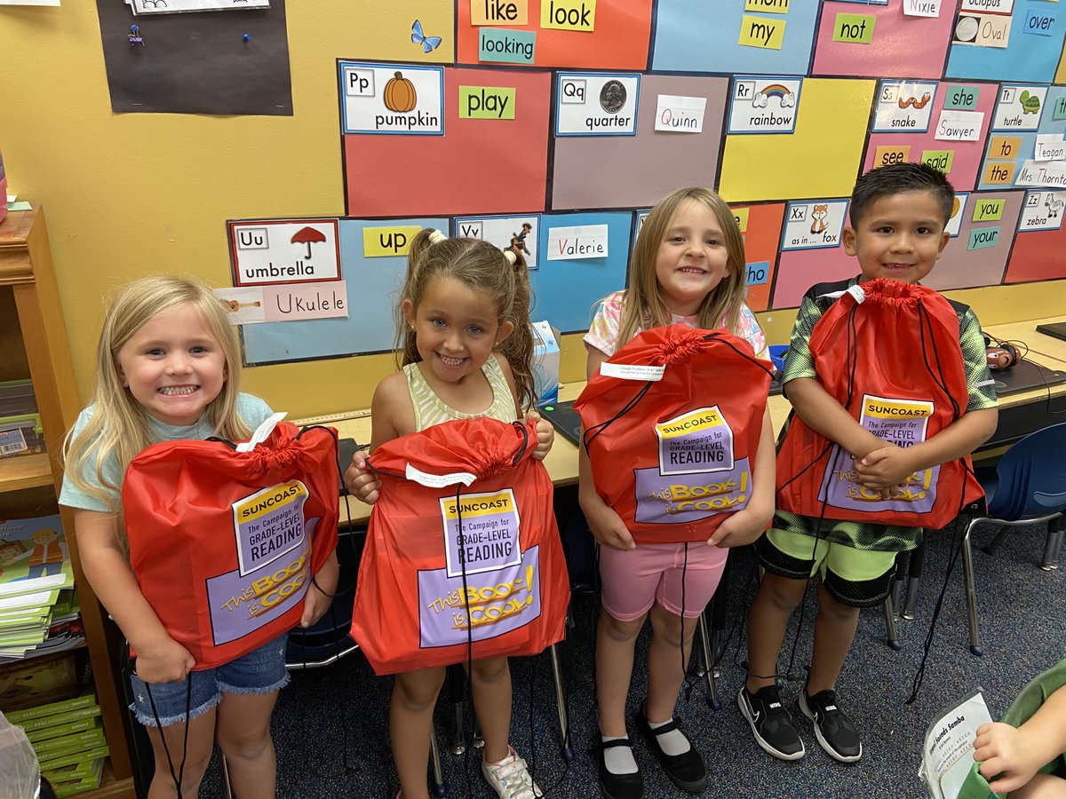 mthorntontpf's tweet photo. My Kindergarteners are VERY excited about the summer reading they will be doing with the 20 new books they received this week!  First Grade here they come!! Thank you to @ThePattersonFdn @SuncoastCGLR #THISBOOKISCOOL https://t.co/TxVnL61npV