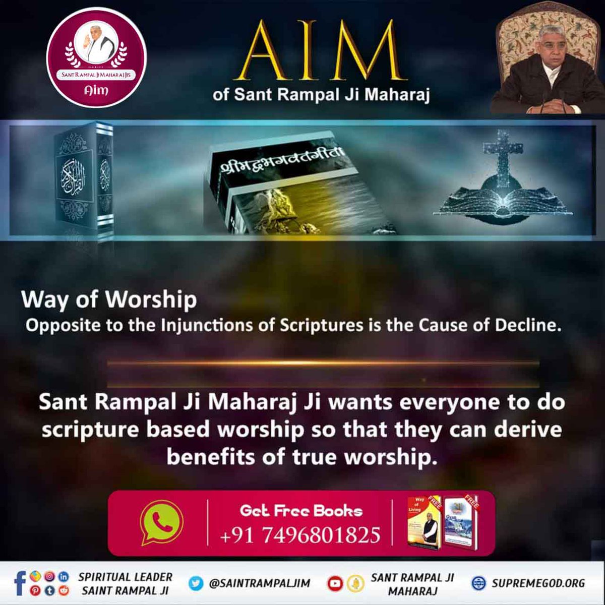 rahulbhoyar93's tweet photo. #संतरामपालजी_के_उद्���ेश्य
Way of worship Opposite to the injunctions of Scripture is the Cause of Decline. https://t.co/OusABNNEH3