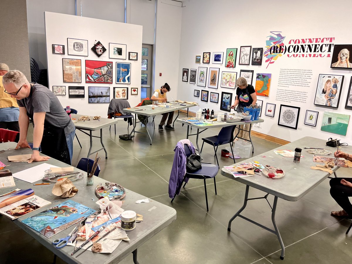 BlueQuailStudio's tweet image. Newest work creating mixed media at the @KelownaArt.