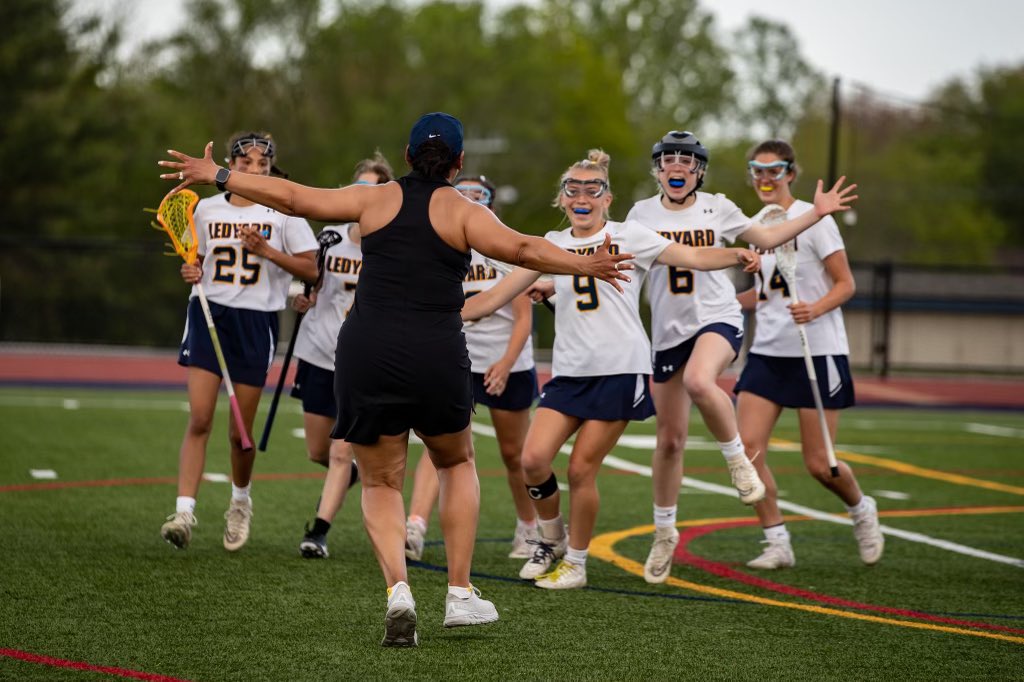 LedyardGirlsLAX's tweet photo. In case you can tell how happy Coach T and the girls were after the win, we think these photos say it all @ledyardsports https://t.co/po9jjGcgtI