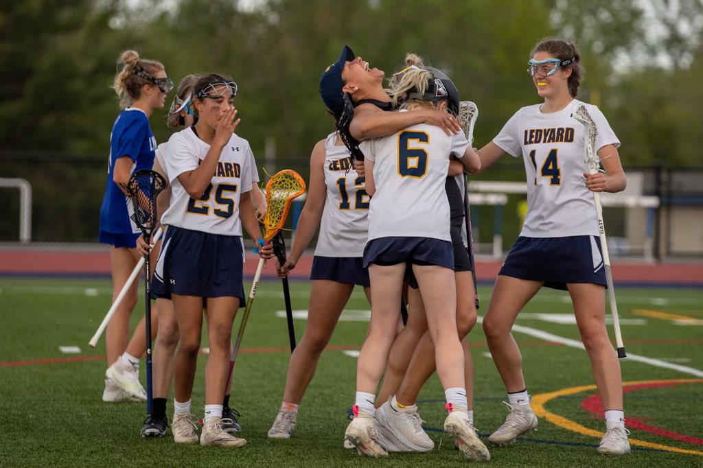 LedyardGirlsLAX's tweet photo. In case you can tell how happy Coach T and the girls were after the win, we think these photos say it all @ledyardsports https://t.co/po9jjGcgtI