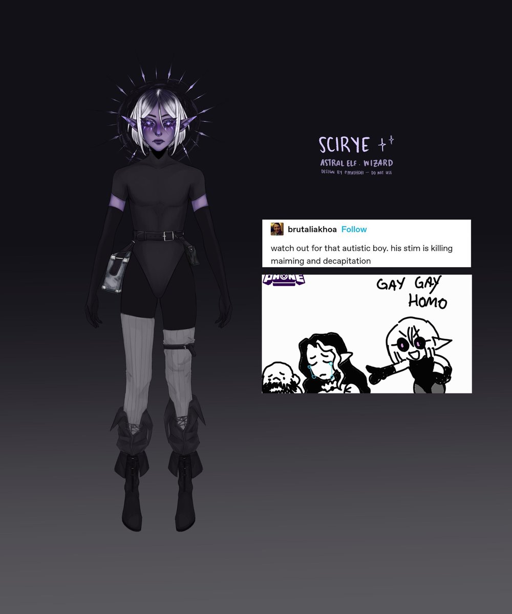syamece's tweet photo. minimal effort scirye ref, just as he would want #oc #astralelf #wizard #dnd https://t.co/580io6Nm4v