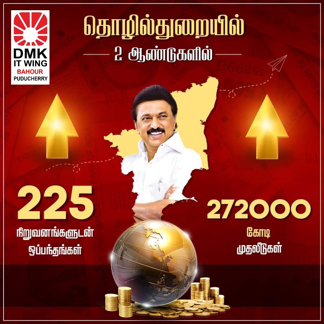 Kartikdmkitwing's tweet photo. 2 ஆண்டுகளில் சிகரம் தொட்ட தொழில்துறை!🖤❤
#2YearsofDravidianModel #DMK https://t.co/DlmjhkuuNp