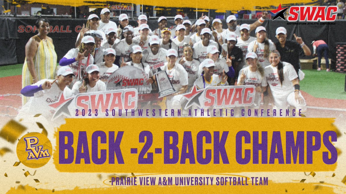 PVAMUSOFTBALL:  The Lady Panthers have done it again!!!  Back-to-back SWAC Softball Champions after defeating Grambling State 8-7.  #WhereChampionsAreBuilt