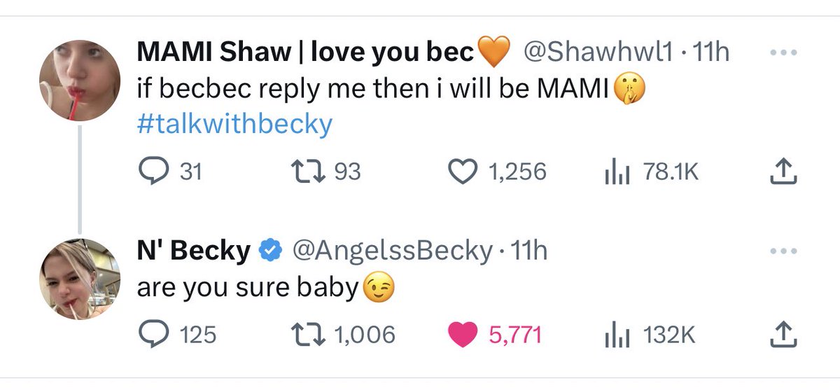 Bec really know how to get us. I mean look at this, how can you stay a Mami when she call you a baby 🫣🤧

  #talkwithbecky