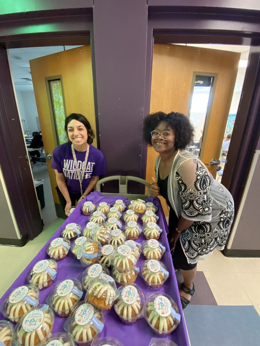 ELGINISD_EIS's tweet photo. Nothing Bundt the Best gets Nothing Bundt Cakes to wrap up teacher appreciation week!! We 💜 our Wildcat teachers!!!! #FinishSTRONG #TheIntermediate #OTOTOF https://t.co/riGDXmXpAl