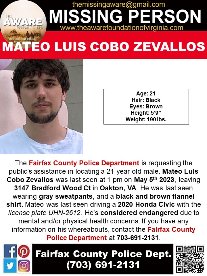 The AWARE Foundation on Twitter "****MISSING**** OAKTON, VA The