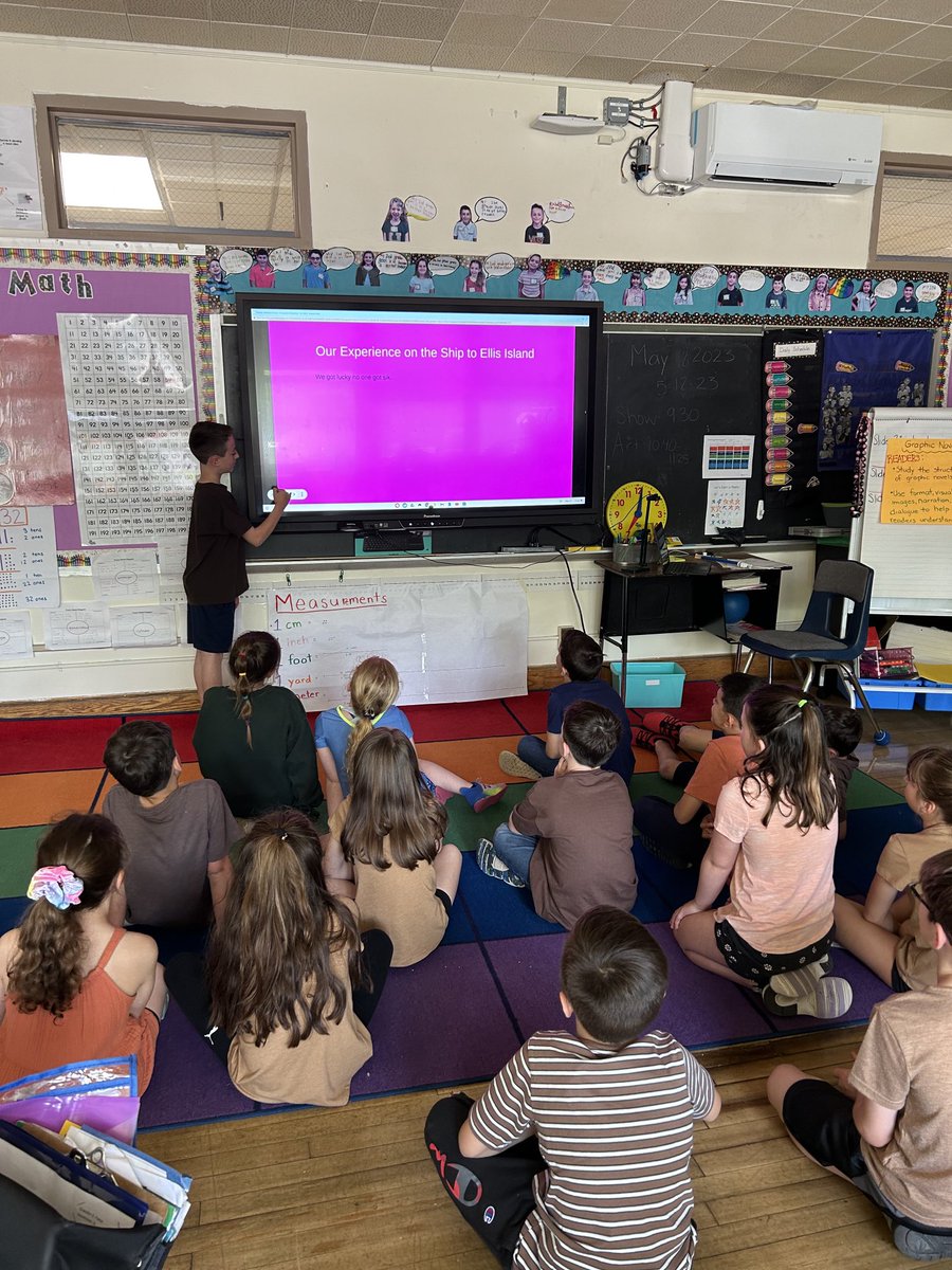 Today students had the opportunity to share the slide shows they created about immigration. ⁦<a href="/Hubbard_School/">MaryAHubbardSchool</a>⁩ ⁦<a href="/ramseyNJschools/">Ramsey School District</a>⁩