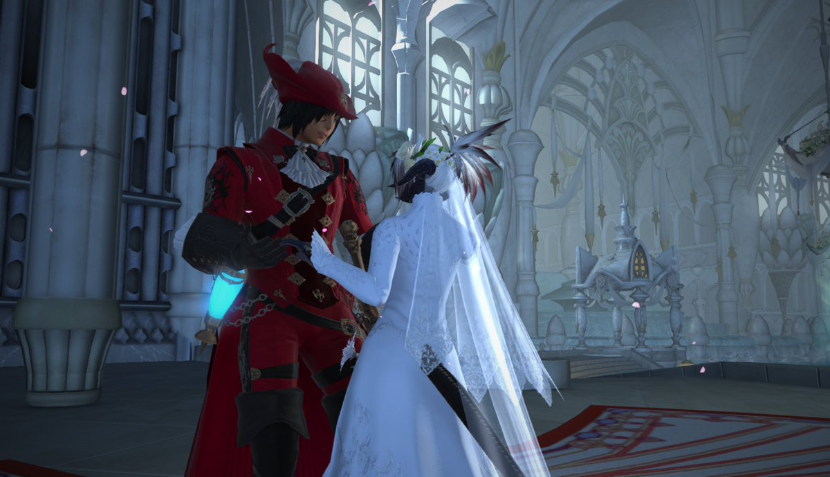 heckinnerdist's tweet photo. @HazukiAsteria not wearing the cute wedding outfit... but still looking very dashing for the first trip to the venue. And lovely me in a dress I promised i wouldnt fight anything in... yet. https://t.co/REvsrbr1dF