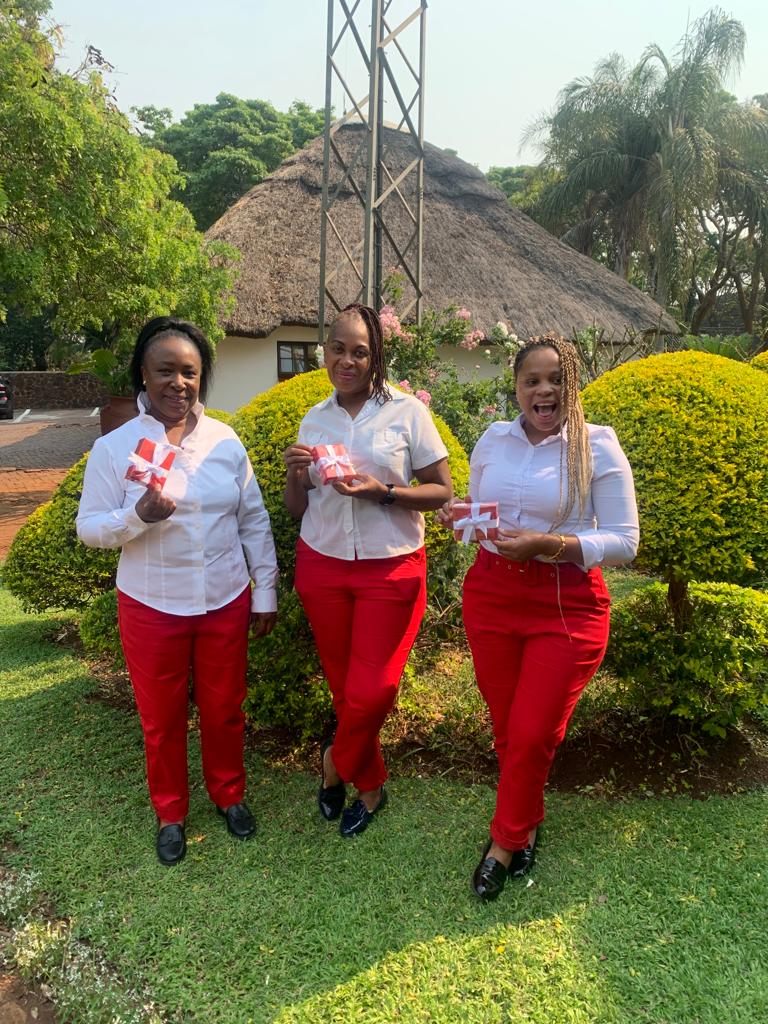 It's Mothers day tomorrow!!! The Imba management team (L-R) Alice, Beatrice (GM), Gracia are waiting to give the First lady of the day a special welcome.