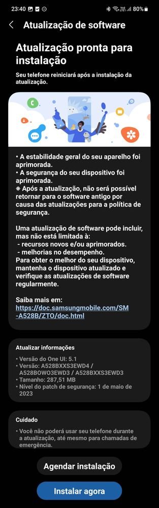 SamSWUpdate's tweet image. Samsung Galaxy A52s May 2023 update - Brazil #samsung #GalaxyA52s