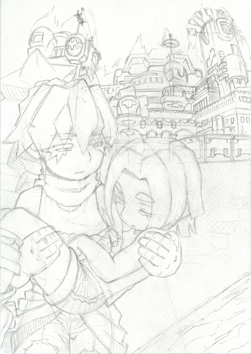 制作過程②
下描き。
ホワイトワトソン紙に、シャープペンシルで。 