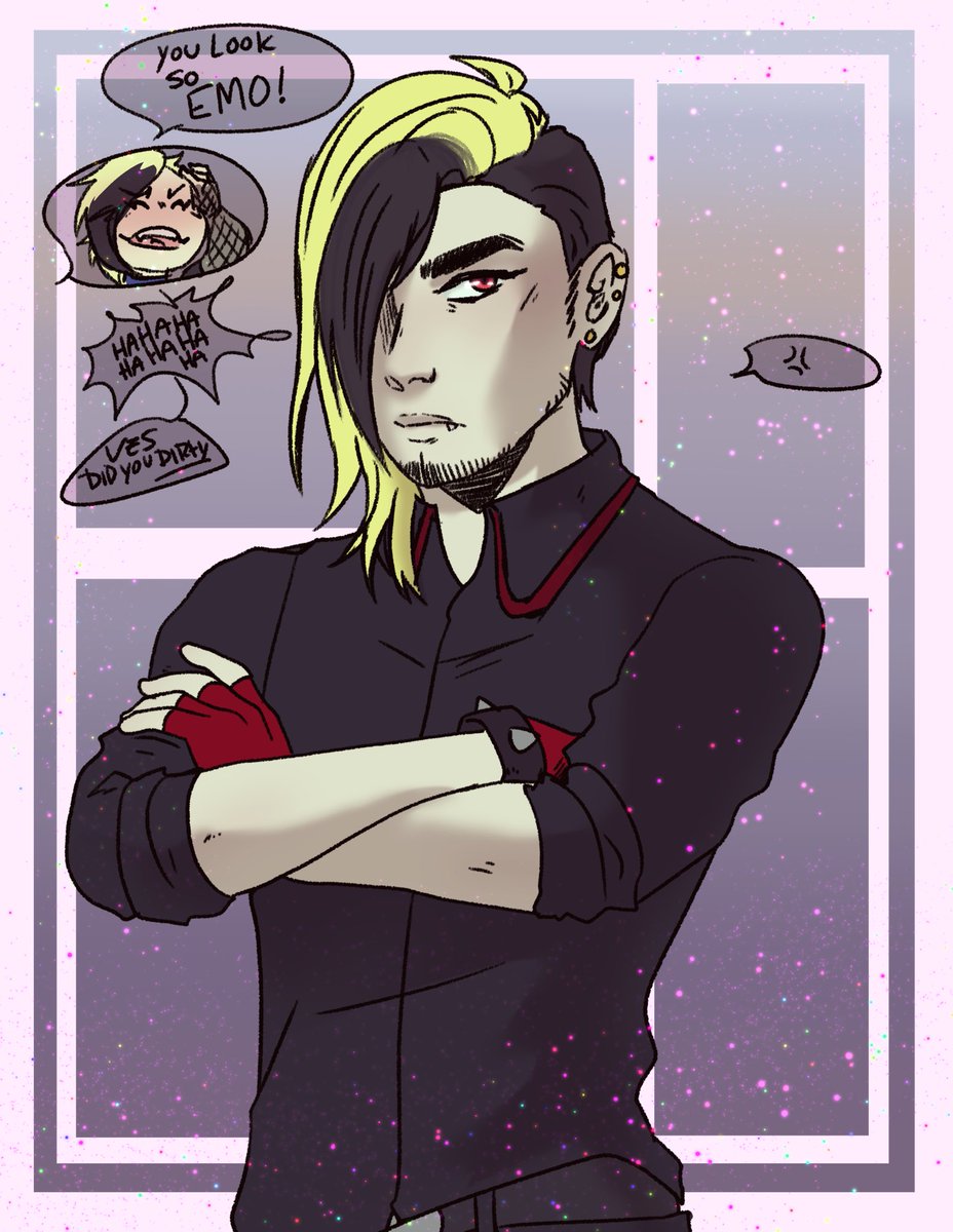 VesocileX2's tweet photo. Artfight 2022 vs Now... 
pure insanity 
.
Two grumpy boys 
.
Sebastian and Shaya belong to @shaygoyle 
2023 piece Oc is mine https://t.co/Vfhcis8RDf