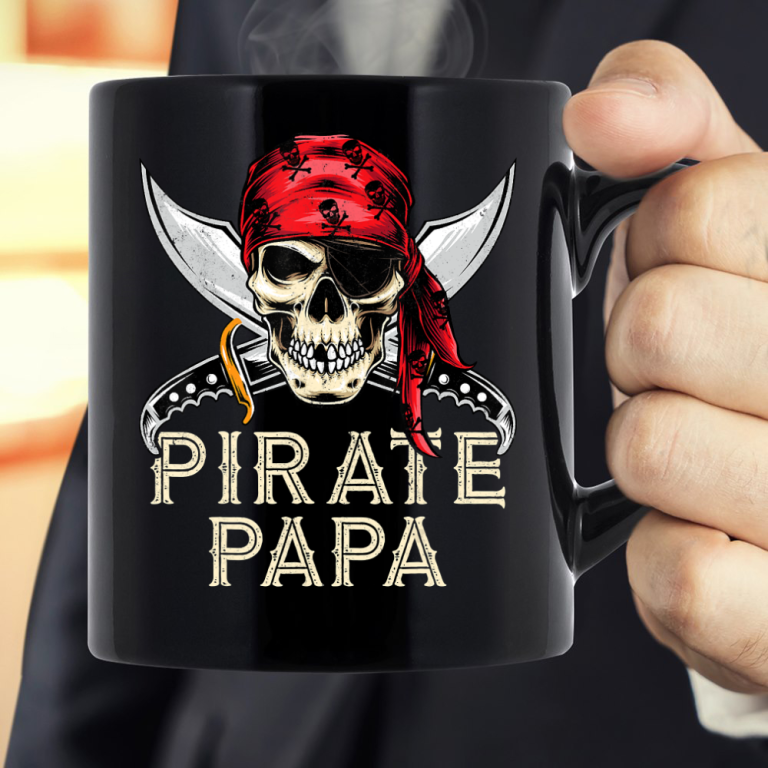 Introducing our Pirate Papa Gift Jolly Roger Flag Dad Skull Halloween Daddy Mug! Made with premium ceramic material, this mug features a unique design that showcases your love for pirates and Halloween. 
#PirateLife #HalloweenMug #DadSkull #CoffeeMug #JollyRoger
