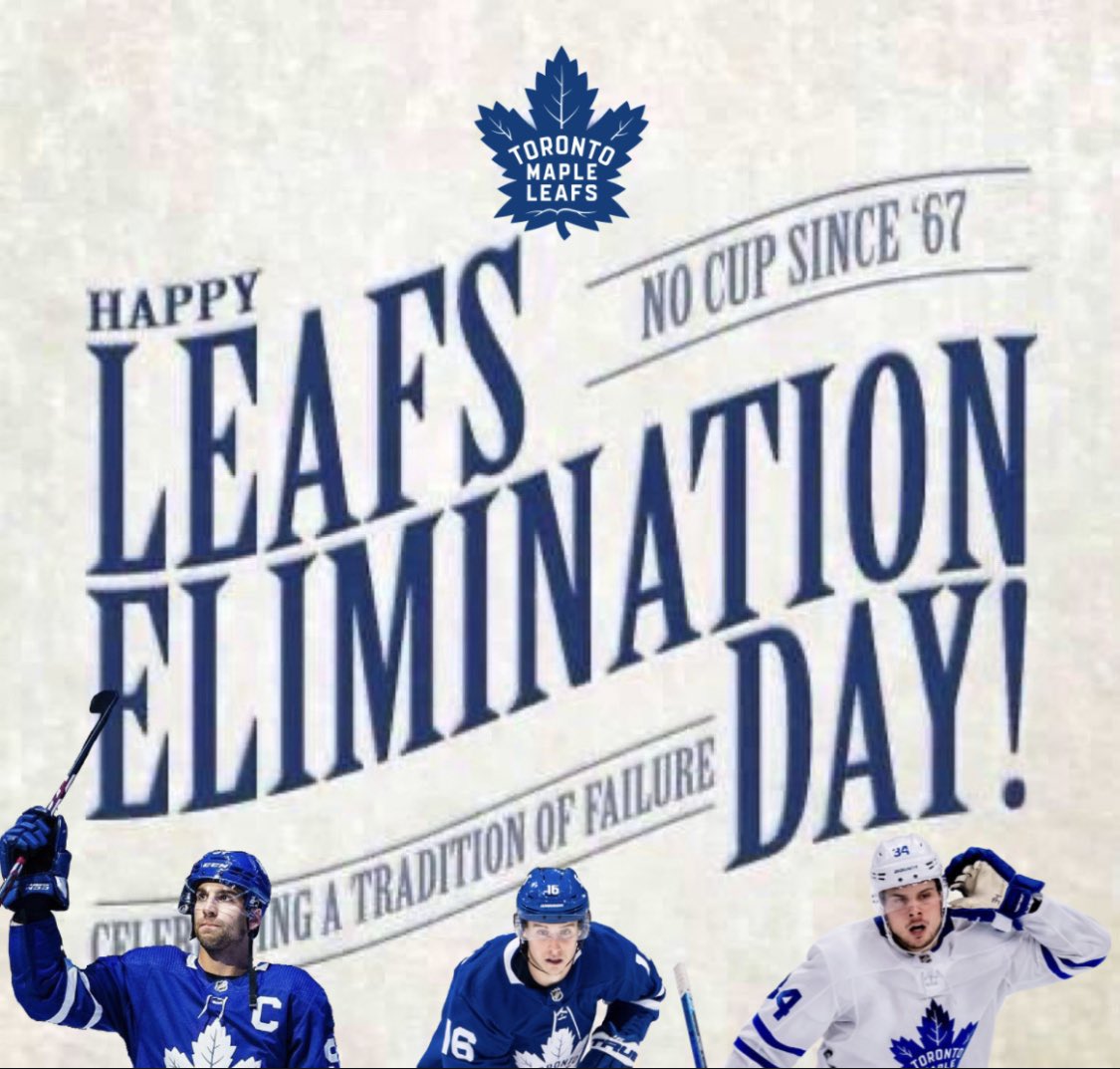Puck_Cancer's tweet photo. Oh Happy Day !!
#Annual_Fail
#Failing_Since_1967
#Leafs #Leafs_Elimination_Day
#NHL #NHL_Playoffs
#Round_2 #Round_2_Ejection
#Stanley_Cup #Stanley_Cup_2023
#LetsGoOilers https://t.co/0HbdVYB50k