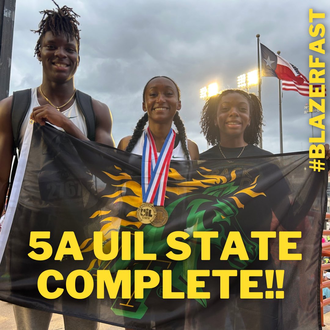 LTHSrunning's tweet photo. State is complete! Congratulations to all the LT state qualifiers. #MakingHistory  #BlazerFast 

Laila Hackett 100m (1st), 200m (3rd) 
Taylor Brown 800m (4th) 
Neeraj Kulkarni 3200m (5th)
Tim Madison 200m (8th) https://t.co/Ahk83Ajveq