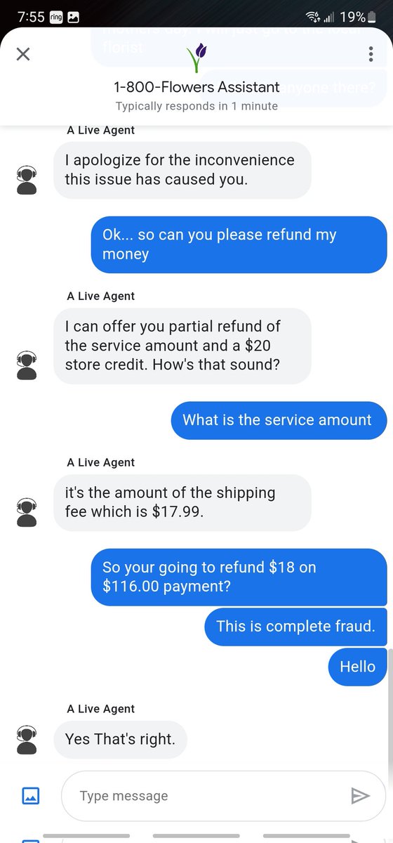 GarteeMichael's tweet photo. @1800FLOWERSInc  I seriously think this place is trying to steal my money. Told me flowers were delivered when they were not. Then they tell me they can reschedule for an unknown date. Offer me a whole $18 refund on a $116.00 payment. https://t.co/aVm77PF1hC