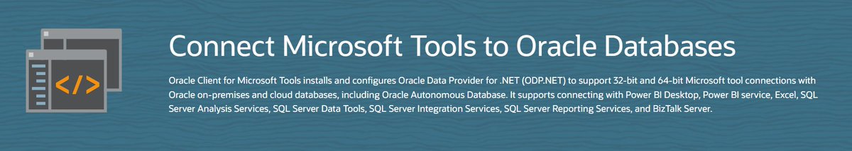 OracleDOTNET's tweet photo. Just released: 32-bit Oracle Client for Microsoft Tools. Connect Oracle databases with 32-bit #PowerBI, Excel, and other MS data tools.

https://t.co/upDEnR9cYK https://t.co/FJZ5vg5xxb