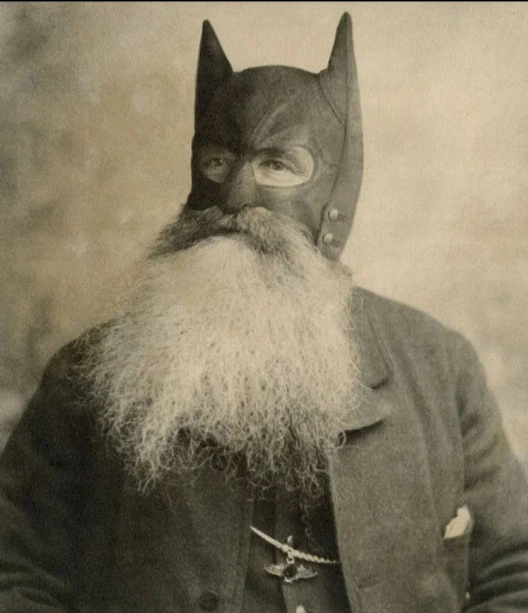 andtartary2's tweet photo. DOES HE LOOK LIKE BATMAN TO YOU?

This photo was taken in 1892 in New York. It is an image of Bill Smith. He was not a rich man, philanthropist or playboy like the fictional characters in comics and movies. He worked in a butcher shop.

Bill Smith began his personal fight against crime at the age of 43: he caught a thief who wanted to rob the store. The scoundrel tried to run away with a leg of lamb over his shoulder, but very unfortunately he caught Smith's attention and got a good beating. Mr. Smith faced the law for this act, but was released by a sympathetic judge.

This inspired Smith to fight on. At first he suppressed all attempts to rob his store, and then he began patrolling the nighttime streets of New York looking for criminals.

Soon Smith conceived an unusual image for himself and commissioned a menacing mask. He needed it to hide his true identity.

The press reported about the hero: "All the locals have heard of this Batman. He walks the night streets, and gangsters, thieves and drunken vagabonds keep their distance from him.

Batman. The beginning.